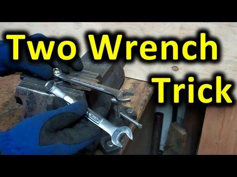 Two Wrench Leverage Trick. Using 2 wrenches to increase leverage on a tight nut or bolt.