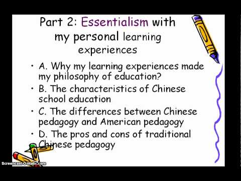 My Philosophy of Education  Essentialism