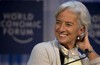 Christine Lagarde, of France, Managing Director of the International Monetary Fund, reacts during a session at the 43rd Annual Meeting of the World Economic Forum, WEF, in Davos, Switzerland, Saturday, Jan. 26, 2013.