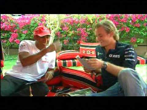 Lewis Hamilton meets Nico Rosberg Fun Interview Bahrain 2008