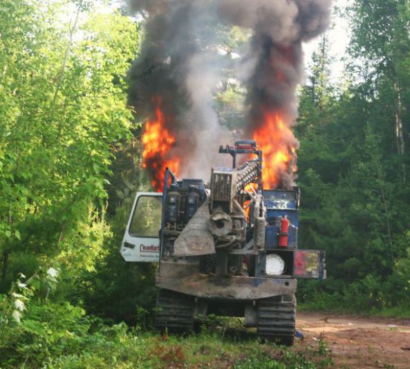 Halifax Media Co-op reports that a piece of drilling equipment was set ablaze on the 24th, by person or persons unknown. This comes amidst escalating resistance to hydraulic fracturing by indigenous peoples in Elsipogtog, “New Brunswick”.