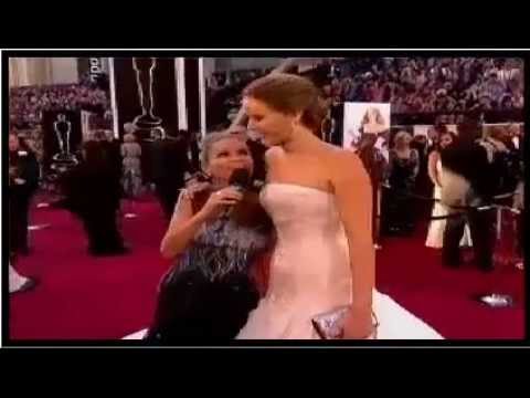 Jennifer Lawrence Red Carpet Dress Oscar 2013 Interview Academy Wards 2013 Dior Gown