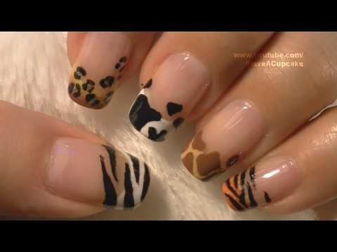 Animal Prints Nail Art Tutorial / Arte para las uñas con dibujos de manchas de animales