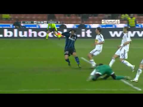 Inter milan vs Cesena 3-2 All Goals & Highlights [ 19-1-2011 ]