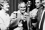 Flashback friday Old parliament House- (9/9/83)  Retiring Parliament House gardener Bob Blandon (centre) farewelled by staff friends (from left) Fraser Bradley, Evelyn Platts, George Strano and Simon Van Den Heuvel. Canberra Times photo.