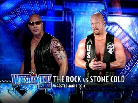 WWE Wrestlemania 19 The Rock Vs Stone Cold Steve Austin