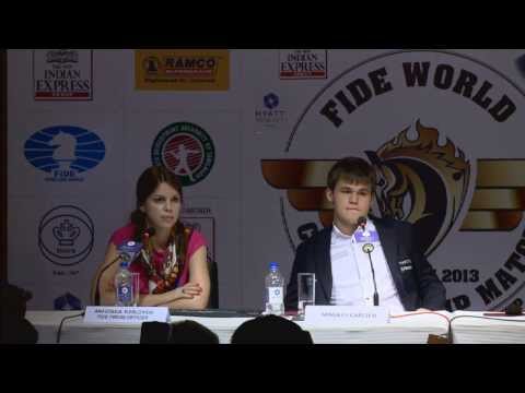 Game 10 - Post Match Press Conference with Viswanathan Anand and Magnus Carlsen