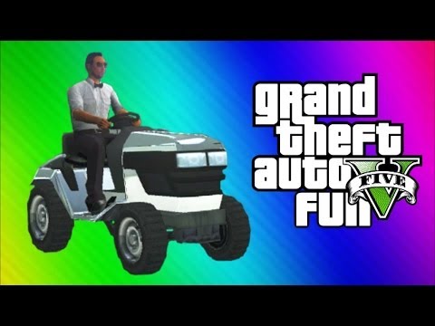 GTA 5 Online Funny Moments Gameplay - Lawn Mower Squad, Security Cameras, Cutters, Burger Stand