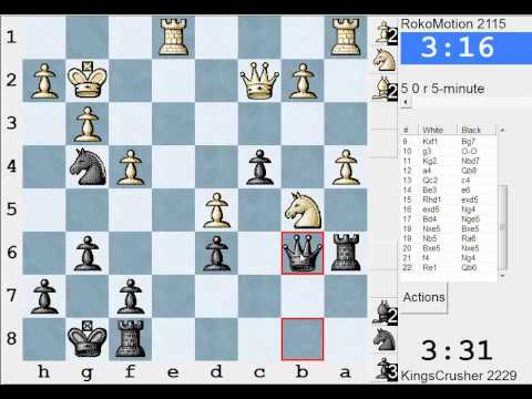 Chess World.net: LIVE Blitz #1216 vs RokoMotion (2115) - Benkö gambit: main line (A58)