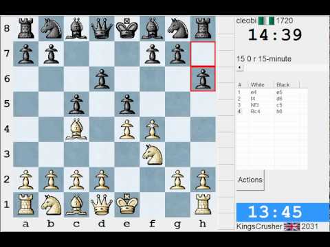 Chess World.net: LIVE Blitz #12 vs cleobi (1720) - King's gambit (C30)