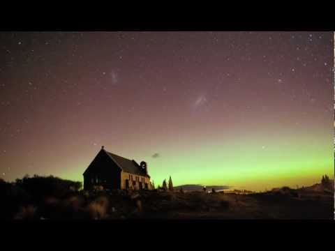 Aurora Australis and the Church of the Good Shepherd, Tekapo, New Zealand - 15 July 2012