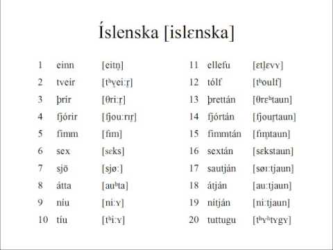 Icelandic Numbers 1-20