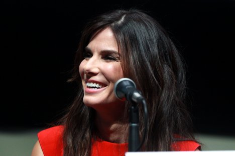 Sandra Bullock speaking at the 2013 San Diego Comic Con International, for "Gravity", at the San Diego Convention Center in San Diego, California