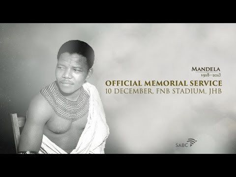 This is the official national memorial service for former president Nelson Mandela, who died on Thursday December 5, 2013, at the age of 95. An estimated 90 world leaders and additional members of royal families and international celebrities, along with thousands of members of the general public are attending the event. The memorial service is at FNB Stadium, Johannesburg....see more at www.sabc.co.za/mandela