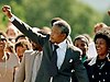 Nelson Mandela leaves prison with Winne