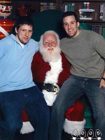 2005 ... Santa forgot his hat, but Mike and Martin do not forget him. Picture: Martin Gray 