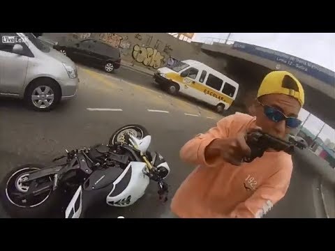 Real Life GTA Police shoot motorcycle thief