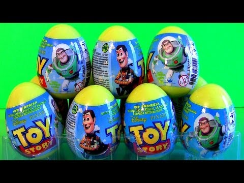 12 Toy Story Surprise Easter Eggs Unboxing Toys Review 2013 Disney Sheriff Woody & Buzz Lightyear