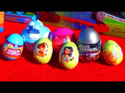 7 Surprise Eggs Unboxing Smurfs Disney Princess Transformers Easter Eggs Toys like Kinder Surprise