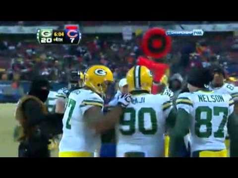 B.J Raji TD vs Bears and funny celebration-NFC Championship