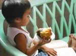 Child - Boy - Toddler -  Food - Book - Eating - Reading