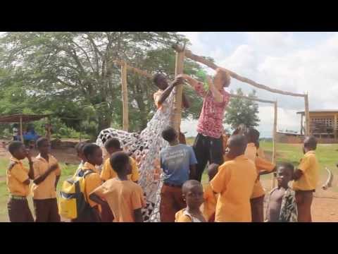 How To Make a Soccer Net from Water Sachets -- Peace Corps Ghana