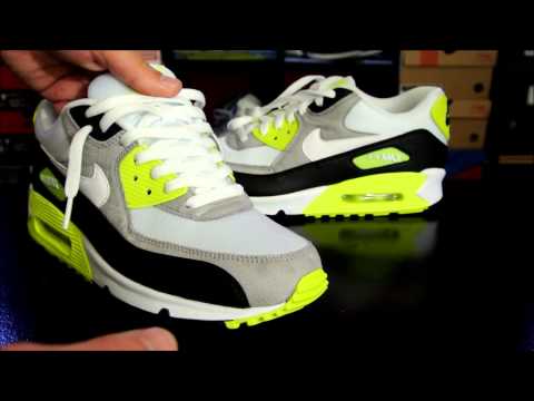 Nike Air Max 90 Black/ White/ Medium Grey - Volt + How to Lace your Sneakers