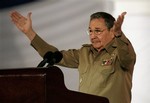 The President of Cuba, Raul Castro speaks during the 50th anniversary celebration of the Cuban Revolution at the main plaza in Santiago, Cuba, Thursday Jan. 1, 2009. Fifty years after triumphant armed rebels took power, Cuba celebrated the revolution's anniversary Thursday with toned-down festivities following a trio of devastating hurricanes and under the enduring public absence of an ailing Fidel Castro.