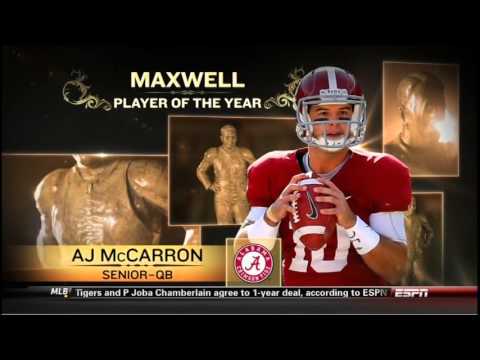 A.J.  McCarron Wins 2013 Maxwell Award