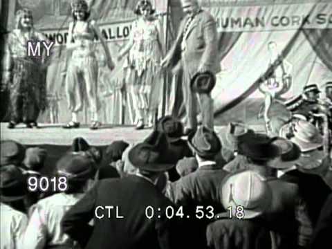 Stock Footage - Freak Show at a Circus - Bearded Lady, Jack Sprat and Wife 1920s