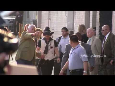 Johnny Depp greets fans before appearing on 'Jimmy Kimmel Live!'