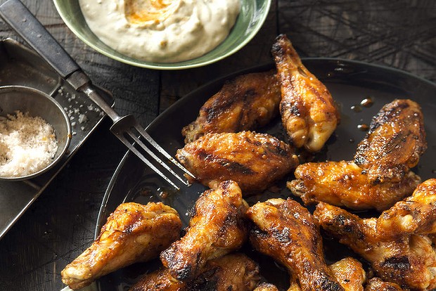 Bob Hart's buffalo wings with Roquefort dipping sauce.