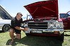 Neville Percival from Cairns making sure his 1976 Toyota Corona shines at Exhibition Park during Summernats 27.