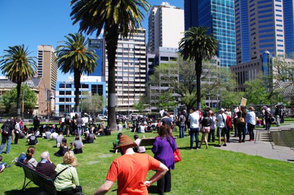 View of rally in Parliament Reserve