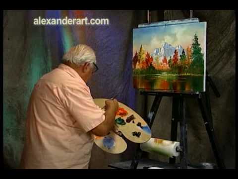 Bill Alexander paints Holiday Mountain part 3/3 wet on wet oil painting art