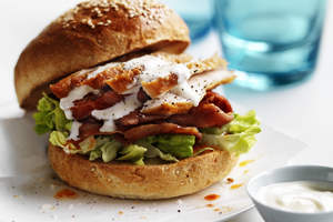 Neil Perry's roast chicken burger.