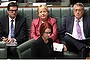 Prime Minister Julia Gillard and her frontbench during question time at Parliament House in Canberra on Monday 17 June 2013.