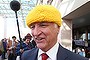 Bob Katter was presented with a hand woven wool beanie by coal seam gas protestors as they blocked the front entrance to Parliament House Canberra on Thursday 20 June 2013.