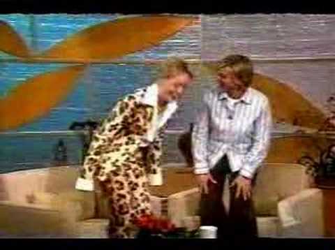 Ellen Degeneres interviewing Sharon Stone