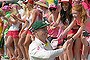 Brad Haddin talks to spectators during a lap of honour after the Test ended.