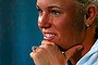 SYDNEY, AUSTRALIA - JANUARY 06:  Caroline Wozniacki of Denmark is seen wearing her engagement ring from Rory McIlroy as she speaks to media during day two of the Sydney International at Sydney Olympic Park Tennis Centre on January 6, 2014 in Sydney, Australia.  (Photo by Joosep Martinson/Getty Images)