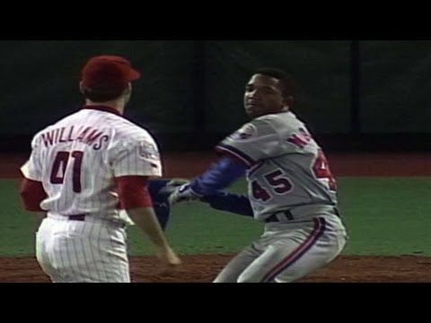 Pedro Martinez charges the mound