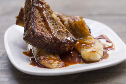 French toast, or spiced bread and caramel banana.