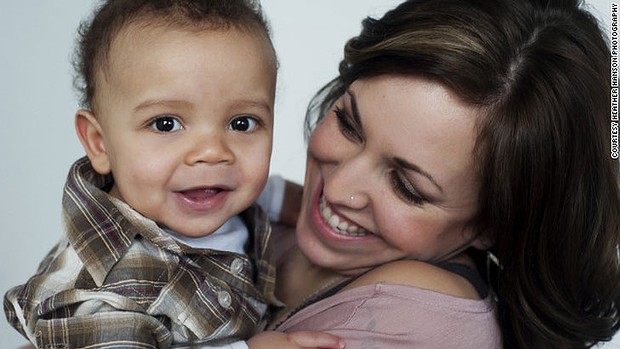 Attacked on a plane ... Jessica Bennett and her son Jonah.