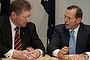 ELECTION 2013: Prime Minister-elect Tony Abbott meets with Dr Ian Watt, Secretary of the Department of the Prime Minister and Cabinet, in Sydney, on Sunday 8 September 2013. Photo: Alex Ellinghausen