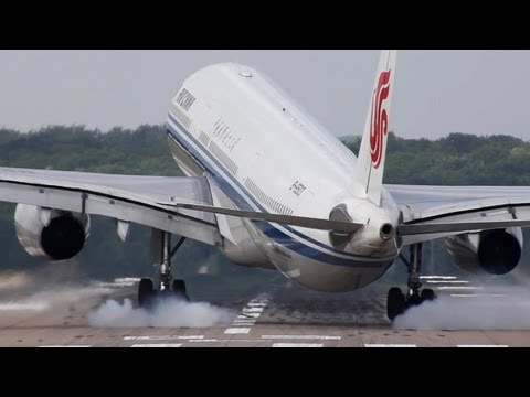 Crosswind Landings at Düsseldorf - Airbus A330, Airbus A319, Boeing 737-800, Embraer ... (HD)