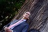 Tim Entwisle. Director and Chief Executive, Royal Botanic Gardens and the Taxodium Mucronatum tree(Montezuma Baldcypress), estimated to be 37metres high and trunk diameter is approx. 2.15 metres. The tree was vandalised in July or Aug, it was burnt and attacked with a  machete (SEE BOTTOM RIGHT). Security cameras are to be installed.
9TH JANUARY 2014
PHOTO: PENNY STEPHENS
THE AGE