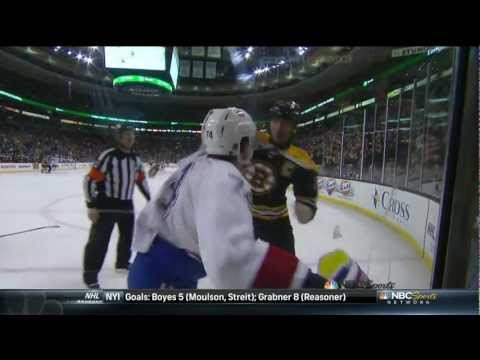 Zdeno Chara jumps Emelin after a cheapshot on Seguin w/SlowMo 3/3/13