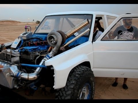 Sand drag race with HUGE turbos!