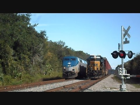 Amtrak Train Silver Star Passes CSX Train Making Pick Ups